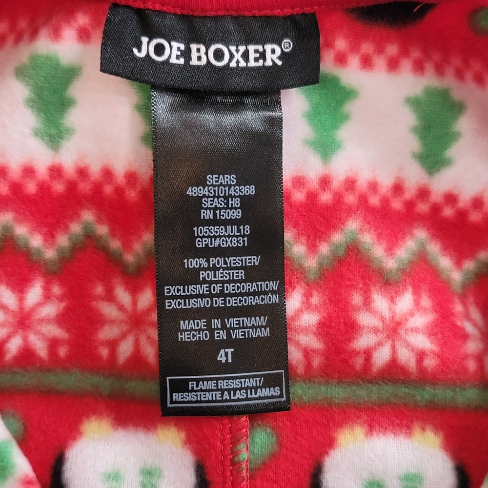 JOE BOXER Christmas Print Pajamas One Piece Suit Blanket Sleeper. 4T - Picture 6 of 9